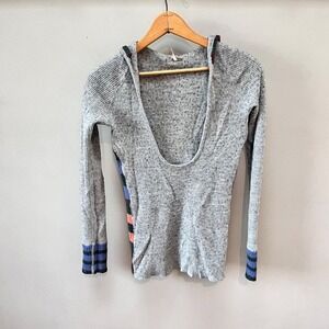 Free People U-Neck Hoodie Wool Sweater Pullover- Size S